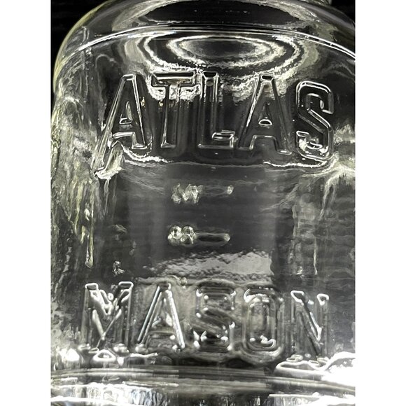 Vintage Atlas Mason Clear Glass Jars With Embossed Measurements & Branding - Set - Picture 4 of 4